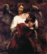 REMBRANDT Harmenszoon van Rijn Jacob Wrestling with the Angel oil painting reproduction